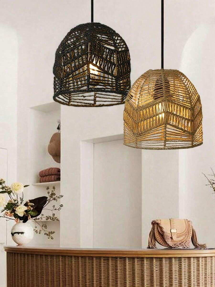 Chụp đèn nghệ thuật đan bằng dây giấy thủ công, đèn treo trang trí sáng tạo - Thiết kế tối giản, làm thủ công từ dây giấy đan, nhiều kiểu dáng để lựa chọn. Thích hợp trang trí phòng khách, đèn trần văn phòng, đèn ngủ, đèn sàn quán cà phê, đèn phòng, trang trí khách sạn.