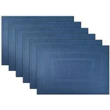 DII Everyday Manteles Individuales con Borde Doble, fácil de Limpiar, Interiores/Exteriores, Tejido de Vinilo, 33 cm x 46 cm, Rojo, Juego de 6(Rectangle Placemat Set Azul náutico) - Multicolor - Ver 1