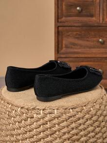 WHDXY 女士方头法式平底蝴蝶结软底休闲乐福鞋，时尚女士平底鞋，春季新款百搭套脚芭蕾平底鞋，软底莫卡辛鞋