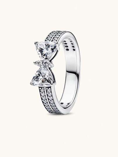 Wrist Story 1Pc Fashion High-End Exquisite Luxury Diamond Ring, Bow Set With Diamond Ring, Wedding Ring, Engagement Ring, Suitable As A Beautiful Gift To Witness Love