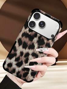 1pc Leopard Print PU Soft Leather Anti-Fall Anti-Shock Phone Case With Sound Amplifier Design, Compatible With IPhone 17 Pro Max/16 Pro Max/16 Plus/13 Pro Max/14 Pro Max 13 14 11 12 Pro 11/15 Pro, Galaxy S24 Ultra, Holiday Gift