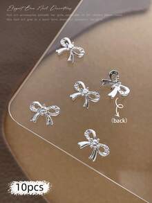 10/100/500pcs 3D Silver Bow Heart Nail Art Decorations, Korean Style Metal Bow, Star, Moon Nail Jewelry, Y2K Punk Nail Gems, DIY For Acrylic Nail Stickers, Phone Cases, Shoes, Clothes, Bags Nails Nail Supplies Nail Charms - Multicolor - View 40