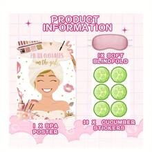 Spa Party Game Kit - 38pcs Set With Pin The Cucumbers Poster, Blindfolds & Stickers - Perfect For Makeup Parties & Spa Themed Events - Multicolor - View 6