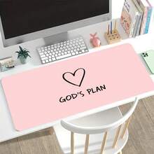 1 Large Gaming Mouse Pad With Pink Heart Minimalist Art Design, Non-Slip Washable Rubber Base, Extra-Large Desk Mat For Office Accessories, Computer Decor, Stain-Resistant Gaming Mouse Pad, Ideal Gift For Gamers - Extended Desk Mat, Stylish Office - Pink - View 2