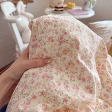 Bộ ga trải giường họa tiết hoa hồng màu hồng, bộ đồ giường phong cách đồng quê nữ tính, ga trải giường họa tiết hoa đào có khóa kéo, bộ đồ giường phong cách đồng quê cổ điển, bộ ga trải giường mềm mại trang trí, bao gồm 1 ga trải giường + 1 ga phủ + 1/2 vỏ gối, không bao gồm chăn bông. - Hoa Nhan - Xem 7