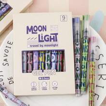 6pcs/9pcs Box Liquid Ink Ballpoint Pens, Black Ink, American Style, For Students, Office, Exam Writing, Back To School Essential Stationery - Multicolor - View 4