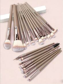 20 piezas Set de brochasde cepillo de maquillaje de duo-fibra,Navidad, Regalo de Navidad, Invierno, Día de Acción de Gracias, Decoración Navideña, Maquillaje, Fiesta, Playa, Años 2000, Ofertas, ,Regalo - Café integral - Ver 2