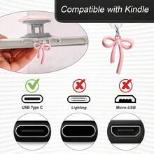 适用于 Kindle 的可爱心形手机支架套装，包括防尘塞吊坠 Type C/USB C、心形握把支架、带挂钩的闪亮钥匙扣，适用于 Kindle 配件，兼容 Kindle Paperwhite 第 11 代和第 12 代 - 白色，情人节礼物 - 白色。 - 彩色 - 查看 3