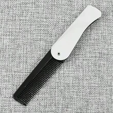 1pc Stainless Steel Folding Hair Comb, Portable Fine-Tooth Massage Brush With Durable Metal Handle And Plastic Teeth, Suitable For All Hair Types Of Men And Women - Multicolor - View 5
