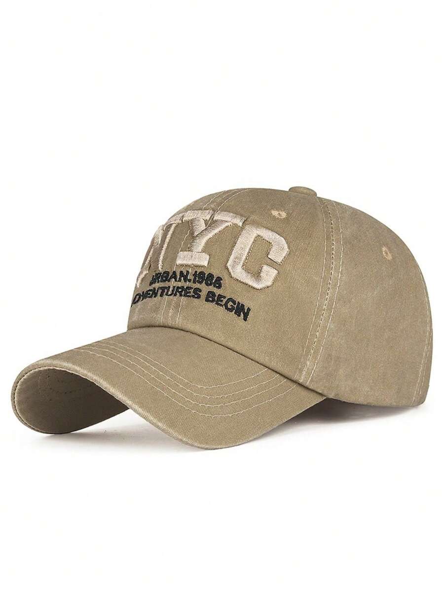 Gorras béisbol vintage americanas lavadas con bordado "1986", visera curvada y estructura flexible, fashion, casual, versátiles y con protección solar - Beis - Ver 1