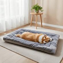 Autumn Winter Warm Plush Flannel Dog Bed Mat - Non-Slip Bottom Rectangle Pet Sleeping Pad, Universal Size For Small Medium And Large Dog Breeds, Ultra Soft Cozy Pet Bed Ideal For Golden Retrievers Labradors And Other Large Dogs, Essential Warm Pet Accessory For Indoor Use - 灰色50*90cm - 查看 10