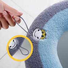 Easy Installation Comfortable Toilet Lid Bathroom Soft Thicker Warmer Stretchable Washable Cloth Toilet Seat Cover Pads - Multicolor - View 4