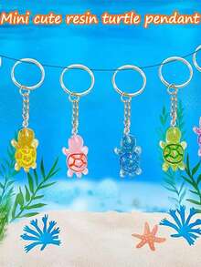 5/10/20pcs Night Light Multi Color Mini Turtle Keychain, Sparkling Turtle, Party Gifts, Small Turtle Resin Accessories, Suitable For DIY Accessories, Mobile Phone And Bag Pendants, Turtle Statue Accessories, Keychain Pendants ((Mixed Hair Of Multiple Colors) - Multicolor - View 5