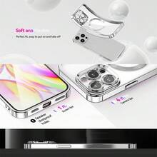 1pc Silver Luxury Electroplated Magnetic Wireless Charging TPU Full Body Protective Case With Lens Film, Silicone Soft Shockproof Anti-Scratch Anti-Fingerprint Slim Transparent Case Compatible With Apple 17 Pro/17 Pro Max/17 Air/17/16 Pro/16 Pro Max/16 Plus/16/16E/15 Pro/15 Pro Max/15 Plus/15/14 Pro/14 Pro Max/14 Plus/14/13 Pro/13 Pro Max/13/12 Pro/12 Pro Max/12/11 Pro Max/11/11 Pro - Silver - View 7
