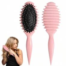 Curl Defining Brush, 2025 Boar Bristle Styling Curly Hair Brushes Combing Shaping Men's And Women's Curls To Reduce PullingPink - Hồng - Xem 2