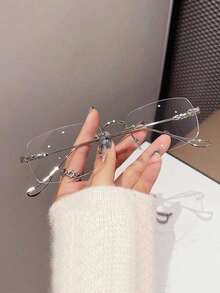 1副女士无框时尚眼镜，透明镜片，打造复古风格，透明眼镜配饰，女士眼镜配饰 - 彩色 - 查看 5