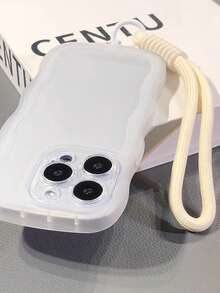 1 chiếc ốp lưng điện thoại TPU hình sóng thời trang mới kèm dây đeo hình ngôi sao hoạt hình, tương thích với iPhone 17 Pro Max/16 Pro Max/13/15/16/15 Pro Max/17 Pro/14/11, ốp bảo vệ điện thoại hình sóng kèm dây đeo. - trắng - Xem 1