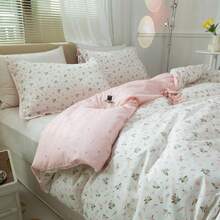 Cotton Floral Duvet Cover Queen Pink White Floral Bedding Sets Vintage Style Garden Floral Comforter Cover Boho Flower Botanical Duvet Cover Girls Women Aesthetic Queen Duvet Cover With Zipper Ties Variant 4 - A# 粉紅色花朵 - 查看 6