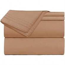 CLARA CLARK Premier 1800 Collection Hoja de Cama Set, Juego de sábanas 4 Piezas, Camel Gold, Tamaño(RV-Short Queen Marrón Mocha) - Multicolor - Ver 2