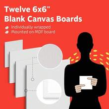 Small Canvases For Painting - Pack Of 12, 6 X 6 Inch Blank White Canvas Boards - 1OO% Cotton Art Panels Mini Canvas Bulk For Oil, Acrylic & Watercolor Small Canvas For Painting - 6x6吋-12件裝 - 查看 4