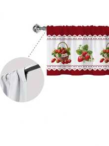 1pc Country Style Fruit Lace Curtain, Strawberry Print Kitchen Curtain, Petite Short Curtain, Grommet-Less Curtain, Suitable For Bedroom, Office, Kitchen, Living Room, Study And Other Home Decor - Multicolor - View 5