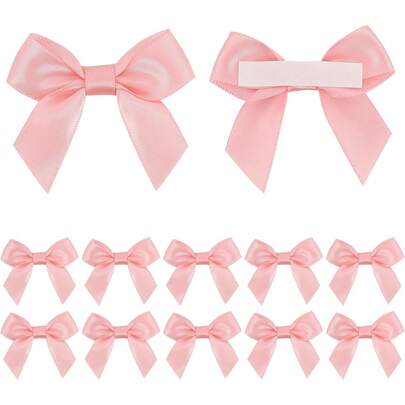 10pcs/20pcs/50pcs Lavender Satin Ribbon Bows, Self-Adhesive Satin Ribbon Bows, Suitable For Gift Wrapping, Pre-Made Ribbon Bows With Double-Sided Tape, Can Be Used For Crafts, Baby Showers, Birthday Parties, Wedding Decorations, Christmas Decorations, Home Christmas Gifts, Christmas Decor