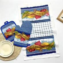 3Pcs/Set Guante de de Microondas Antiescaldadura con Estampado de Flores y Frutas, Almohadilla de Aislamiento, Toalla deé, Herramientas de Repostería - estilo 8 - Ver 9