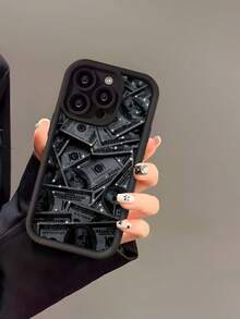 Money 1pc Black Starry Dollar Pattern TPU Material Phone Case Compatible With IPhone 17/17 Pro Max/17 Pro/Air/13/16E/16 Pro Max/16/15/14/12 Pro Max/13 Pro Max/11 Pro/14 Pro/15 Pro/12, Fashionable Protective Soft Case, Luxury Unisex Design - Black - View 2