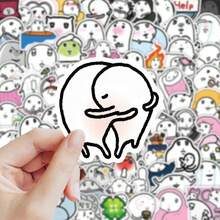 72张创意麻糬表情贴纸套装，抽象插画手绘麻糬卡通人物贴纸，适用于剪贴簿 - 麻薯表情包-72張(防水貼紙) - 查看 4