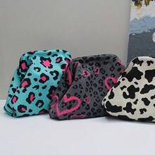 1个装冬季针织复古化妆包，可装口红，女士化妆包，小型收纳化妆盒，女士旅行包，铅笔盒，日常大容量化妆刷收纳袋 - 彩色 - 查看 2