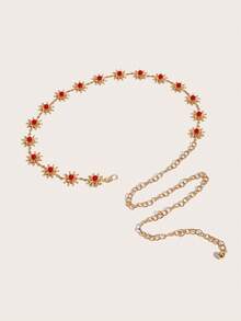 1pc Women's Waist Chain, Y2K Belt, Gold Belts, Beach Accessories For Women, Sun Waist Chain, Red Belt, Waist Chain, Chain Belt, Boho Belt, Summer Bohemian Vintage Waist Chain For Matching Skirts And Pants, Party, Beach Vacation, Holiday Gift, Summer, Date, Music Festival - Gold - View 3