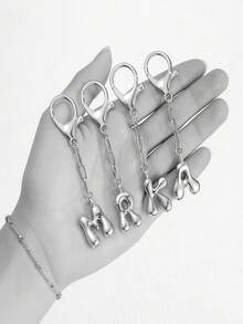 A Fashionable Bubble-Shaped Keychain Pendant In The Shape Of A Balloon, Equipped With Luggage Hooks Labeled With The 26 English Letters From A To Z. - Silver - View 4