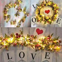 20LED 2.2m Rattan Flower LED String Lights, Artificial Green Leaf Flower Lights, Suitable For Indoor Room Wall Decor, Bedroom Decor, Wedding Party Decoration - Yellow - View 3