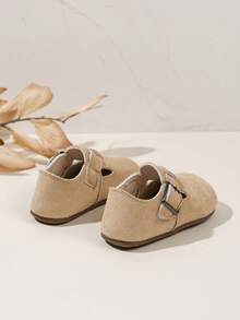1 Pair Unisex Kids' Fashionable Minimalist Flat Shoes, 2026 Spring/Autumn/Winter New Comfortable Non-Slip Casual Leather Shoes, Toddler/Baby Shoes, Suitable For School, Outdoor, Recommended For Back To School Season - Khaki - View 2