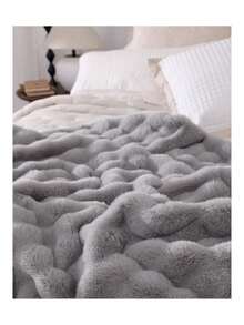 Ultra Soft Cozy Faux Fur Throw Blanket, Fuzzy Plush Thick Bubble Blanket, Oversize Luxury Fluffy Blanket For Couch, Bed, And Living Room, 60x80 Inches, Light Grey,40008326 - 淺灰色 - 查看 2