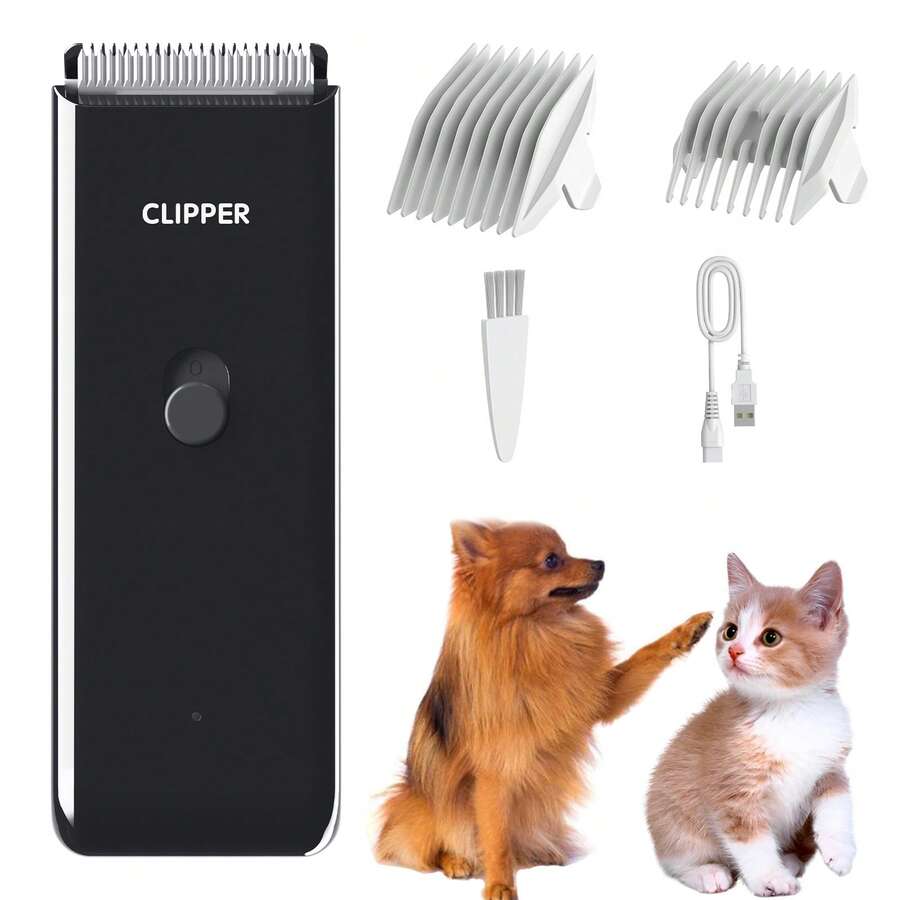 可充电宠物猫狗毛发修剪器，无线宠物美容剪 - 黑色 - 查看 1