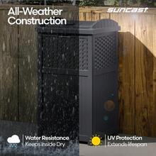 CYPNSuncast - Papelera de mimbre de 33 galones con tapa de cierre  y construccion resistente a la intemperie para patio gris ciberespacio fabricado en los Estados UnidosFashion - Ciberespacio gris - Ver 9