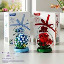 Assorted Mini Artificial Flower Crystal Ball, Children Building Blocks, Micro Particle Building Blocks, Flower Plant Pot Building Blocks, Educational Toys, Pendants And Desktop Decor With Bow Ribbons, Suitable For Home Decor, Birthday/Valentine's Day/Mother's Day/Thanksgiving/New Year Gifts - Multicolor - View 4