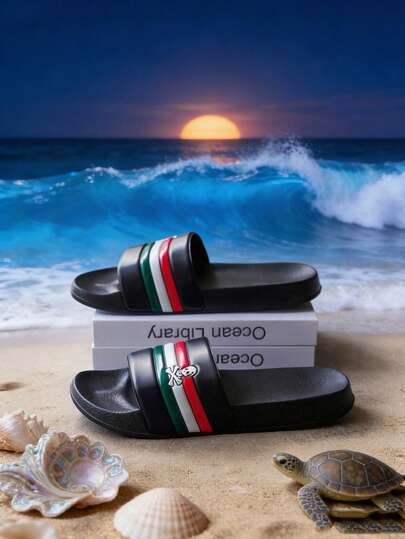 Teenagers, Campus Students Outdoor Casual Slippers, Indoor Home Slippers, Outdoor Beach Slippers, Flip Flops, Slip-On Sandals, Soft & Comfortable (Skull Pattern)