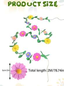 1 Bộ gồm: Dây cờ hoa cúc nhiều màu sắc, Vòng hoa hoa cúc bằng vải nỉ, Trang trí tiệc sinh nhật, đám cưới mùa xuân, Dây hoa lá nhiều màu sắc, Phụ kiện chụp ảnh hoa, Vòng hoa treo phòng kiểu Boho hình hoa cúc, Thích hợp cho sinh nhật, tiệc mừng em bé, trang trí phông nền đám cưới. - Nhiều màu - Xem 2