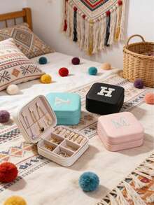 1 pieza Caja de joyería de viaje portátil con perlas, estuche de almacenamiento de joyería de cuero PU pequeño, adecuado para mujeres y niñas, caja de viaje compacta y mini para sostener aretes, anillos, pulseras, ideal para vacaciones, playa, dormitorio, colección de viaje, regalo para dama de honor, regalo para recién casados, regalo para el Día de la Madre, regalo para la novia, regalo para mujeres, regalo de graduación, regalo especial de aniversario, decoración de sala de maquillaje, decoración de habitación - Multicolor - Ver 5