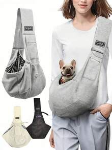 1pc Pet Bag For Dogs, Puppies & Cats, Outdoor Travel Dog Shoulder Bag, Folding Portable Going Out, Zipper Pocket And Adjustable Belt, Outcrop Pet Bag Large Capacity Breathable, Single Comfortable Messenger Bag & Handbag, Gifts, Valentine's Day