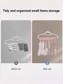 1pc Portable Foldable Clothes Hanger With 6 Clips - Space-Saving Drying Rack For Socks, Underwear And Delicate Clothes, Made Of Durable Plastic, Compact Collapsible Clip Hanger Organizer Suitable For Home, Apartment, Dorm, RV, Camping, Beach, Gym And Business Travel, Quick-Drying Breathable Design For Small Loads, Essential Laundry Accessory And Ideal Gift, Easy To Hang And Store - Multicolor - View 10