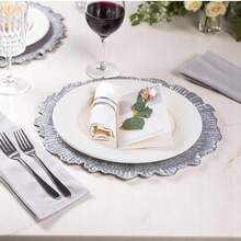 12/36pcs 13" Charger Plate, Floral Reef Charger For Dinning Plates, Table Setting And Wedding Party Table Decor. - Silver - View 5