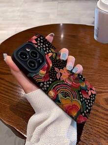 1个复古经典图案仿皮纹理手机壳，柔软，兼容苹果和其他品牌 - 彩色 - 查看 5