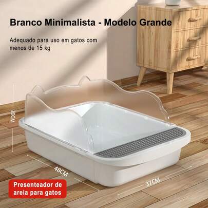 1Unidade Caixa de Areia para Gatos Fofa com Orelhas - Anti-Sujeira Fácil Limpeza Capacidade Ampla Presente para Amantes de Gatos