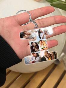 1PC Customized Couple Photo 26 Letter Acrylic Keychain, Personalized Customize A-Z Letter And Couple Photo Keychain, Exquisite Carving Design, Customized Photo Keychain, Stainless Steel Open Key Ring, Perfect As Valentine's Day, Mother's Day, Father's Day, Anniversary, Birthday, Wedding Gift, Engraved - Multicolor - View 7