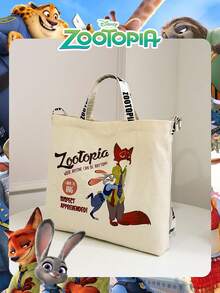 Disney Túi tote vải canvas in hình Zootopia chính hãng, túi xách Nick Zootopia cỡ lớn, đa chức năng, dây đeo vai điều chỉnh được, thích hợp cho phụ nữ/bé gái đi mua sắm hàng ngày/phụ kiện thời trang/Mùa Ramadan - Nhiều màu - Xem 7
