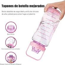 CYPN2L Botellas de Agua DeportivasBotella de Agua con Cubierta Protectora de Taza Pajitas y Mango Fáciles de Transportar No Filtren Agua sin BPA Para Entrenamiento Viajes Oficina RosaFashion - Rosa - Ver 6