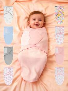 1 Set Soft Cotton Newborn Swaddle Blanket, Suitable For Baby Boys And Girls, Suitable For Spring/Summer Use, Easy To Use And Wrap, Suitable For 0-3 Months Infants, Suitable As Gift For Various Occasions, Suitable For Newborn Baby Essentials List - Multicolor - View 3